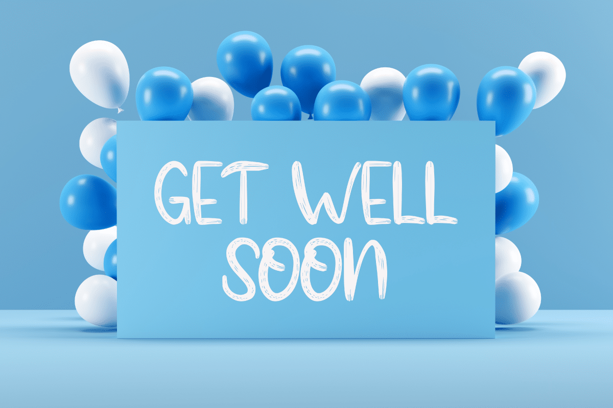 heart background and get well son text