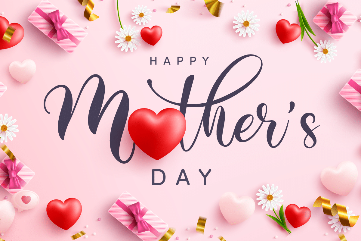 540×360-happyFather1 Pink background with "Happy Mother's Day" text. Surrounding elements include red hearts, daisies, and gift boxes with pink ribbons, creating a festive feel.